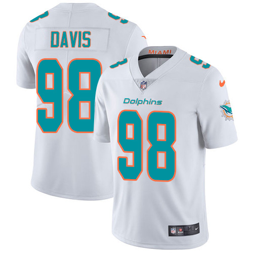 Miami Dolphins 98 Raekwon Davis White Men Stitched NFL Vapor Untouchable Limited Jersey